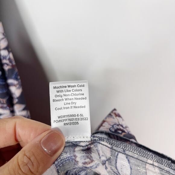 New Evereve Roan + Ryan XS Blue Madison Mixed Print Midi Dress Square Neck - Picture 13 of 14